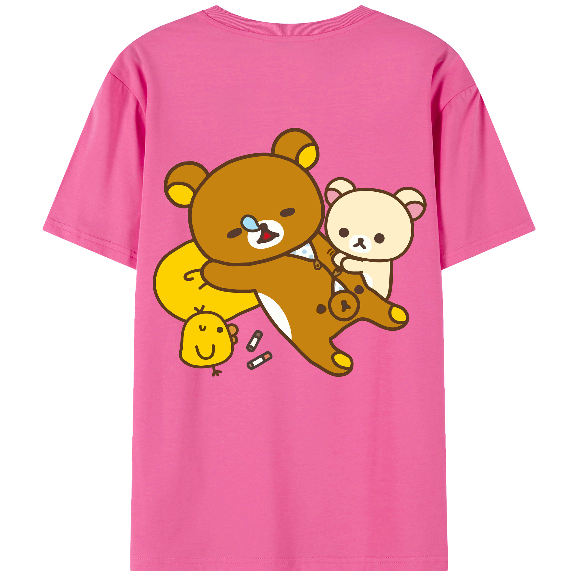 （画像用） リラックマ リラックマ キイロイトリ Rilakkuma Korilakkuma Kiiroitori レディース半袖Tシャツ(バックプリント)